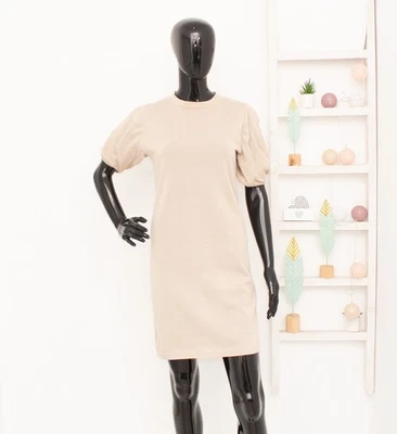Mini vestido COS beige mezcla de algodón tejido fino medias mangas... - Imagen 1 de 4
