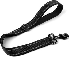 Strong Short Dog Leash 2FT, 1.2 Inch Wide, Heavy Duty, Padded Handle for Traffic