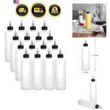 16 Pack 8oz Plastic Squeeze Bottles with Twist Top Caps, Empty Dispensing Bot...