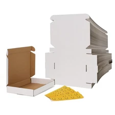 RLAVBL 100 Pack 7x5x1 Small Shipping Boxes, White Corrugated Cardboard Mailer
