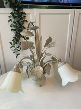 Vintage Shabby Chic Tulip Chandelier Cream French Cottage Style 