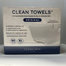 Clean Skin Club Clean Towels XL  , 100 USDA Biobased Face Towel, Disposable 50Ct
