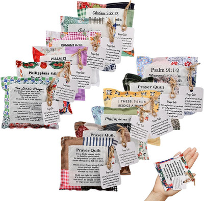 12 Pcs Mini Prayer Quilt Set - Handmade Christian Sympathy Gift for Women
