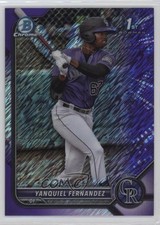 2022 Bowman Chrome Prospects Purple Shimmer Refractor Yanquiel Fernandez 0xh3