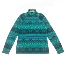 Eddie Bauer Top Womens M Aztec Southwestern Fleece 1/4 Zip Pullover Casual