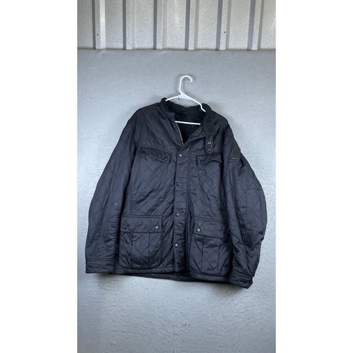 Barbour International Quilted Jacket Mens XL Black Excellent Fleece Lined Coat