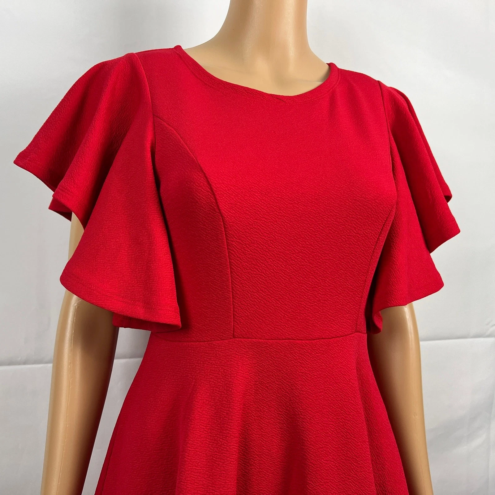 VETEMENTS Abito skater donna MEDIA rosso brillante manica svasata aderente e svasato linea A festa