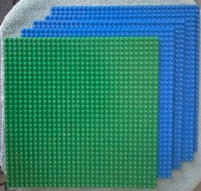 Set of 5 Lego Baseplate 10" x 10" Blue  Green 32 x 32 Stud