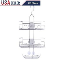 Adjustable Metal Shower Caddy 4 Way Organizer W/ Hooks Soap Dish  Suction Cups