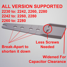UNIVERSAL 2230/2242/2260/2280 M.2 NVME SSD Bracket, Heat Resistant 3D Printed