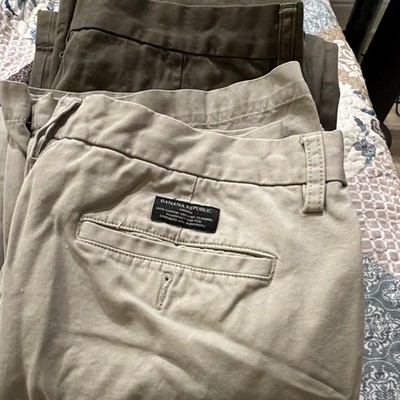 5 pair Banana Republic Chino Pants Beige/Brown/Gray Solid 34W Regular Straight