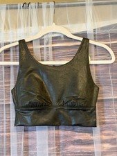 OFFLINE By Aerie The Hugger Crackle Faux Leather Keyhole Back Sports Bra