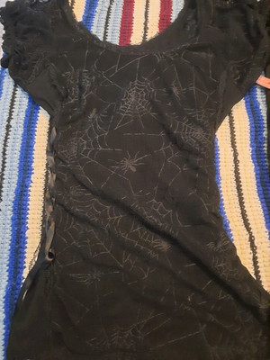 Womens Banned Goth Spider Web Mesh Top