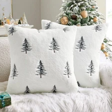 MIULEE Christmas Decorative Pillow Covers 18 x 18 (Pack of 2), White Black 