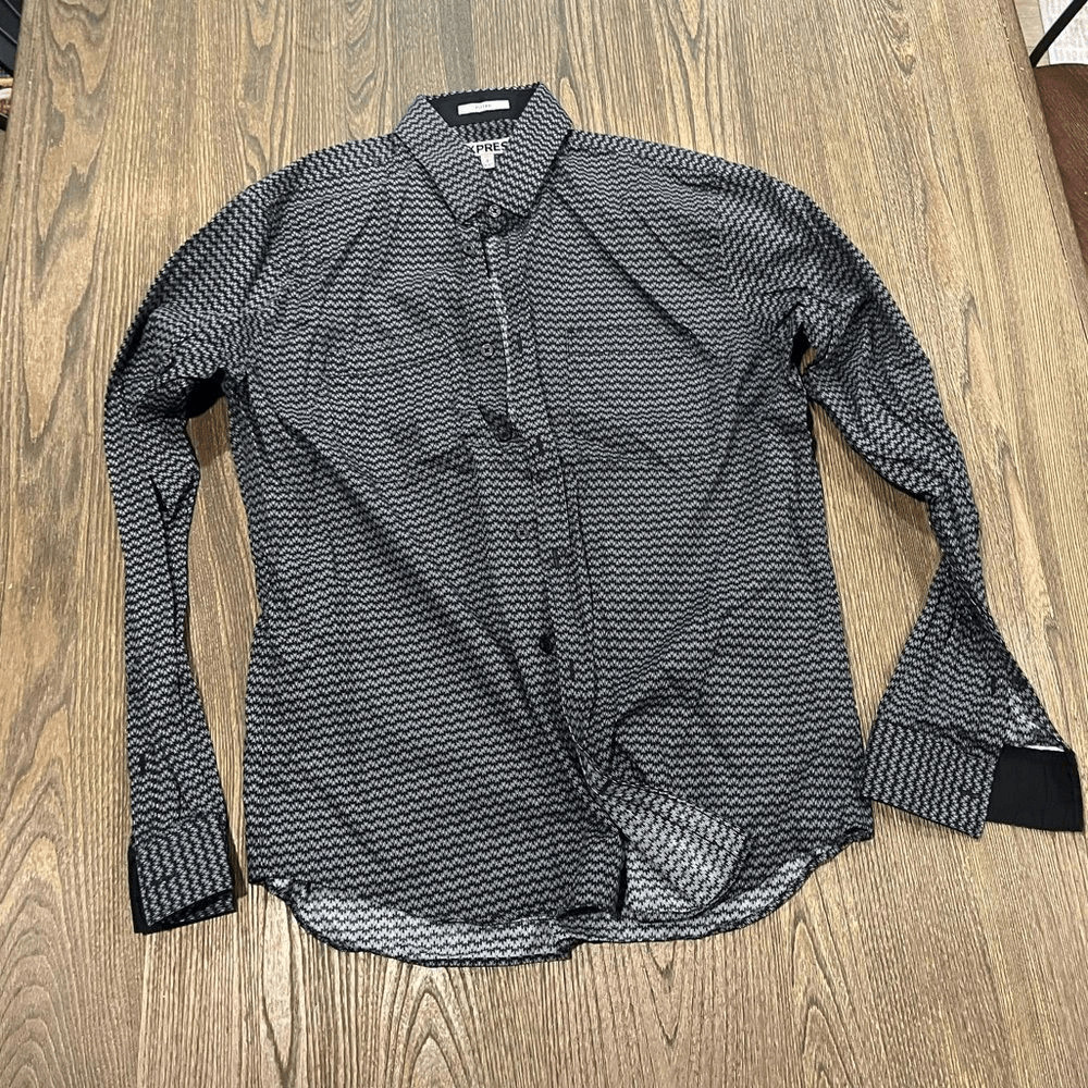 Express Button Down Shirts Fitted Long Sleeves Co… - image 1