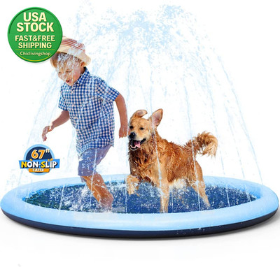 Non-Slip Splash Pad 67 Inch Thickened Sprinkler Pool for Kids Dogs Outdoor Fun
