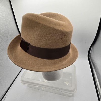Banana Republic Fedora Hat Mens Medium Beige Wool Felt Made  display picture 2