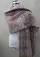 Fat Face retro look shawl scarf soft fluffy pink check design wide