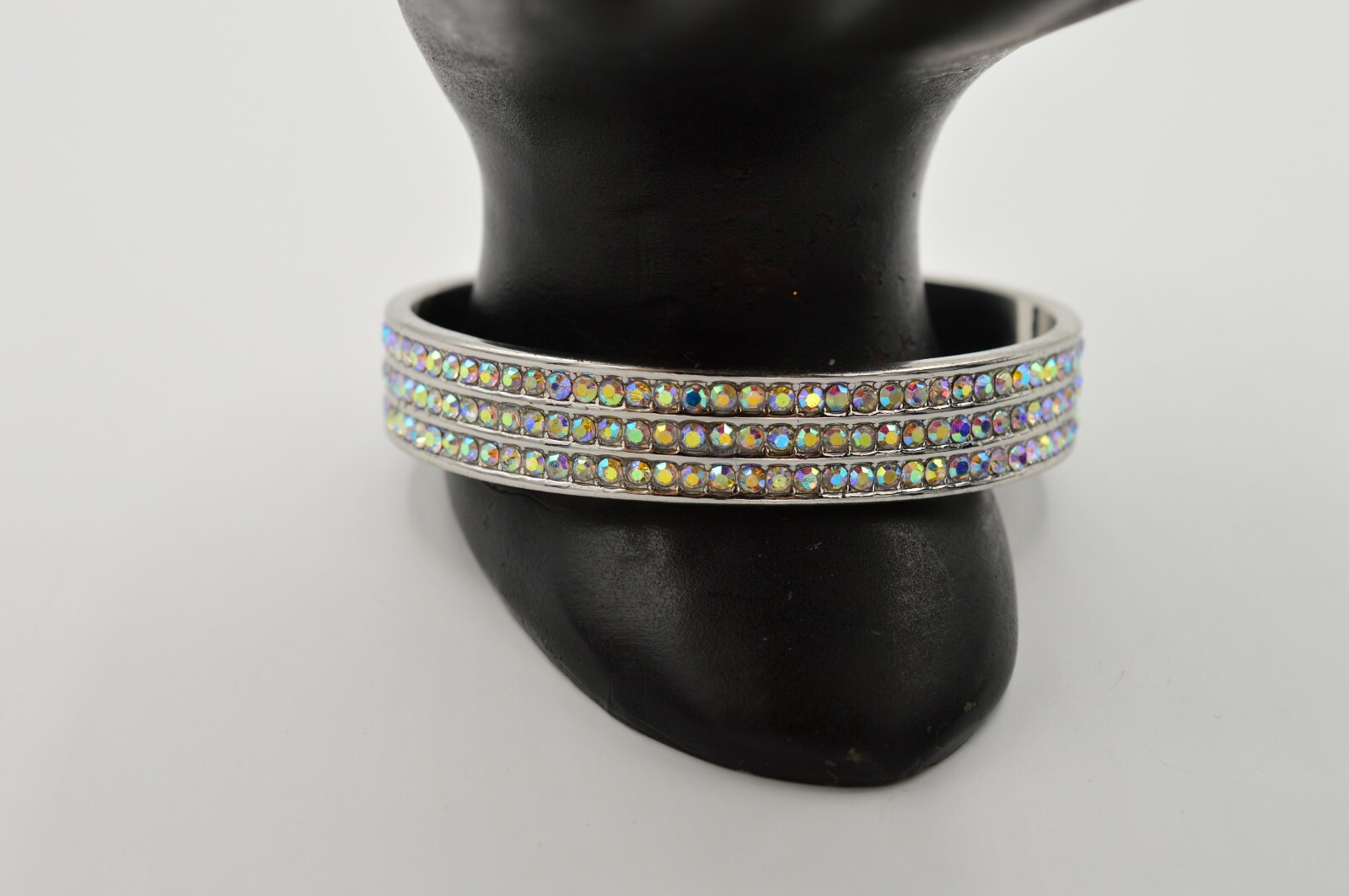 Statement Cuff Bangle Bracelet Silver Sparkling R… - image 9