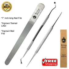 STAINLESS STEEL INGROWN TOENAIL LIFTER NAIL FILE PEDICURE PODIATRIST TOOLS SET