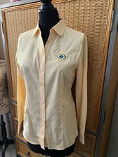 Blusa para mujer NFL Green Bay Packers Cutter & Buck amarilla a cuadros guinga talla M nueva con etiquetas