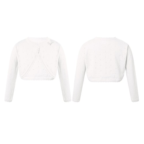 Girls Kid Tops Ballet Dance Wrap Long Sleeve Shrug Warm Up Knit Sweater Cardigan - Picture 4 of 50