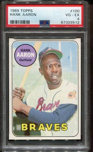 1969 Topps #100 Hank Aaron PSA 4 Centered Looks Nicer Atlanta Braves