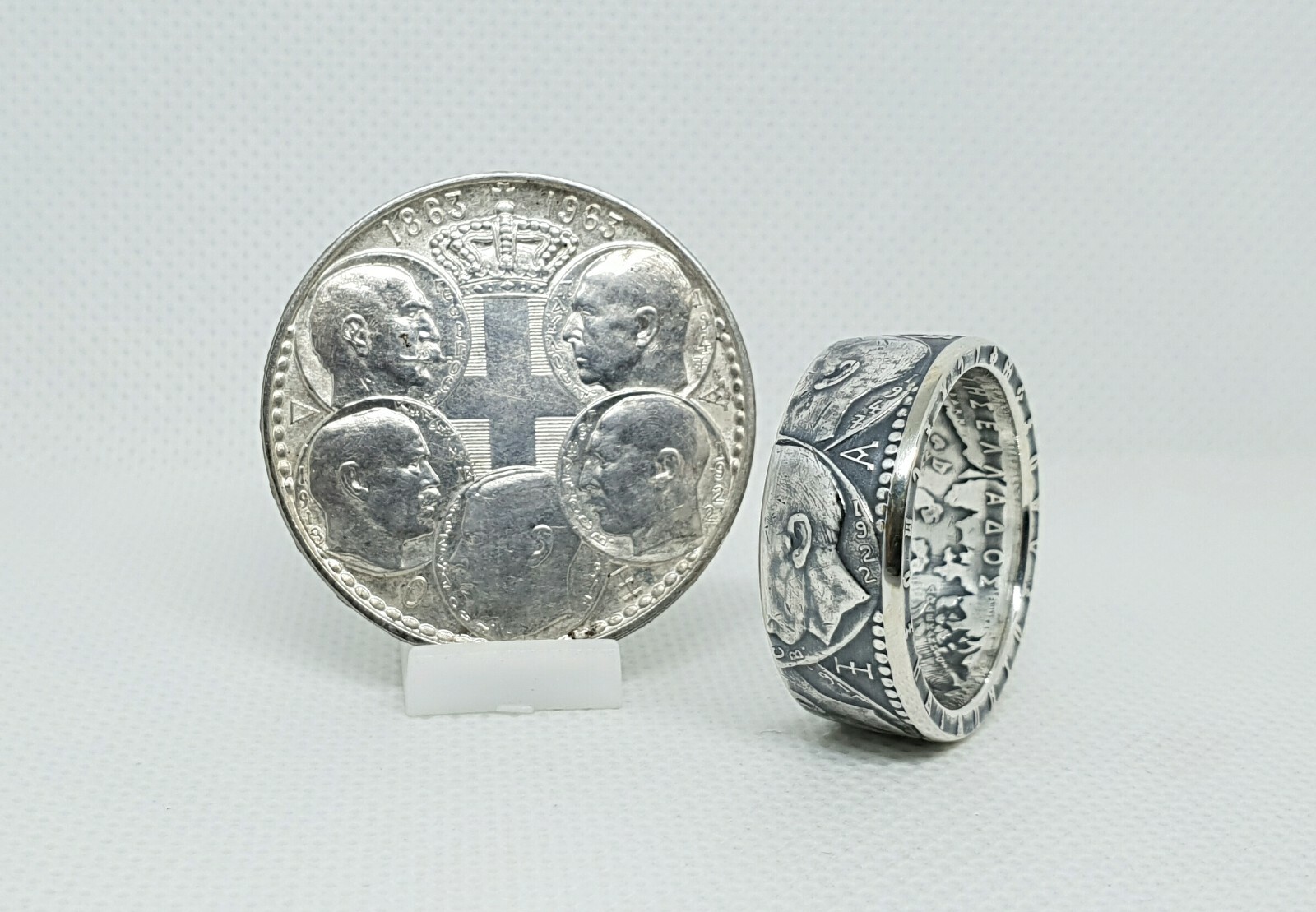 Bague pièce 30 Drachmai de Grèce en argent, le style vintage au quotidien