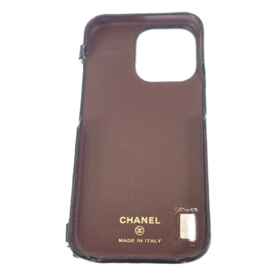 CHANEL iPhone13/13 Pro Case Caviar Skin Matelasse Black Woman's