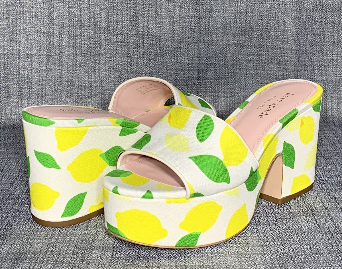 Kate Spade New York Ibiza Platform Mule Sandals Lemon Print