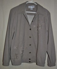 Women's ALFRED DUNNER Brown/Tan Speckled Blazer Size 8 Floral Embroidery