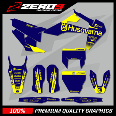 HUSQVARNA MOTOCROSS GRAFIK KIT: TE FE TC FC TX FX BLOCK BLAU / GELB
