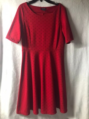 Lands End A-line Dress Red with Black Polka Dots Petite M (10-12) EUC | eBay