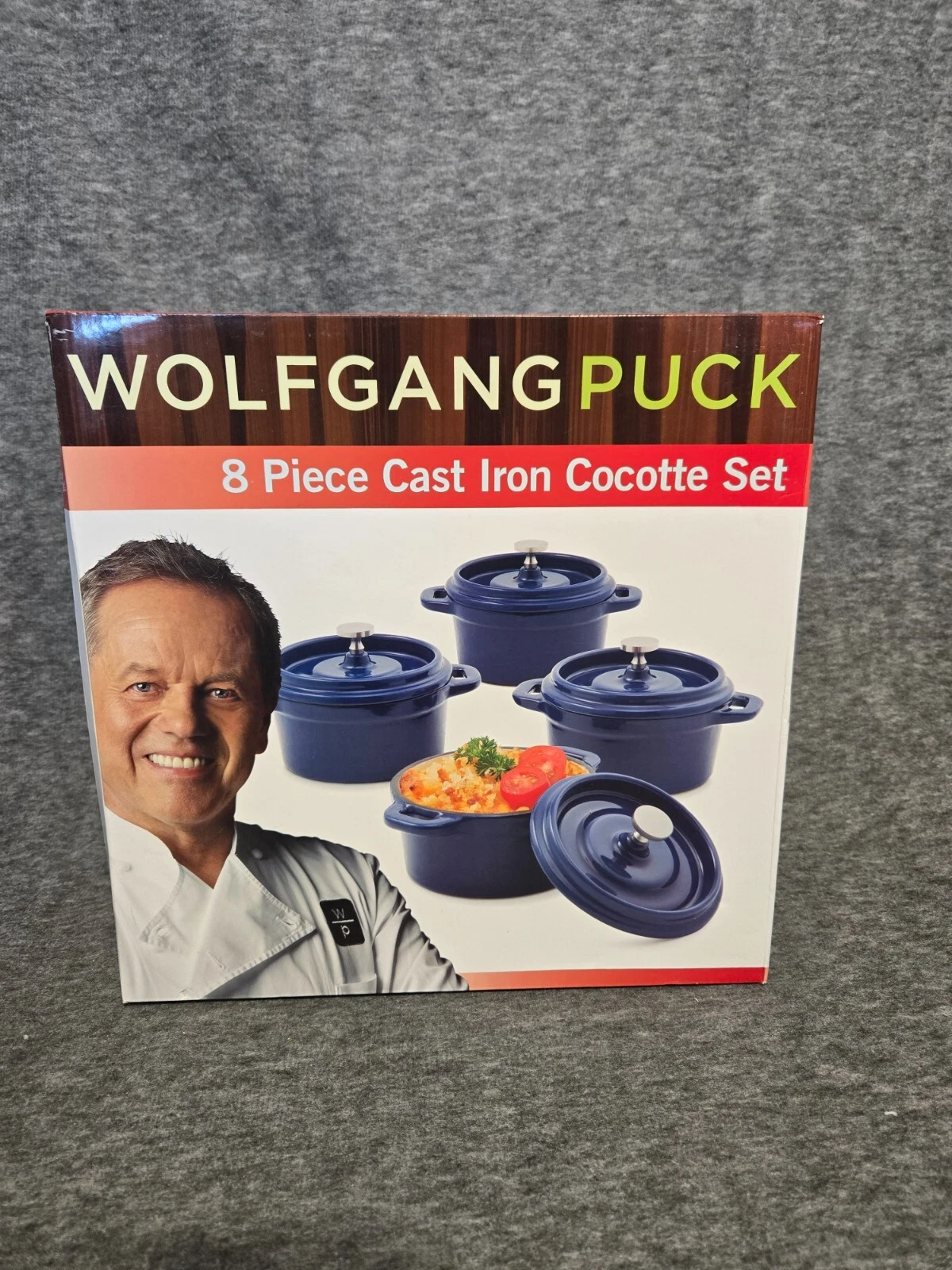 Wolfgang Puck 8 Piece Cast Iron Cocotte Set-Blue – Cookware - New