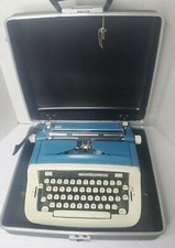Vtg ROYAL Portable Manual TYPEWRITER Custom III Blue White Hard Shell Case w/KEY thumbnail