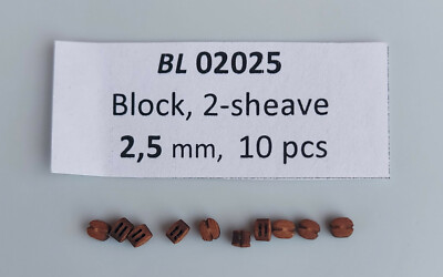 Master Korabel BL02025 Blöcke 2.5mm Loch Doppel (Blocks 2 Garben) - 10 Stücke