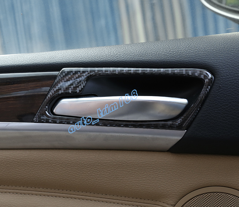 4PCS Real Carbon Fiber Inner Door Handle Frame Trim For BMW X5 X6 E70