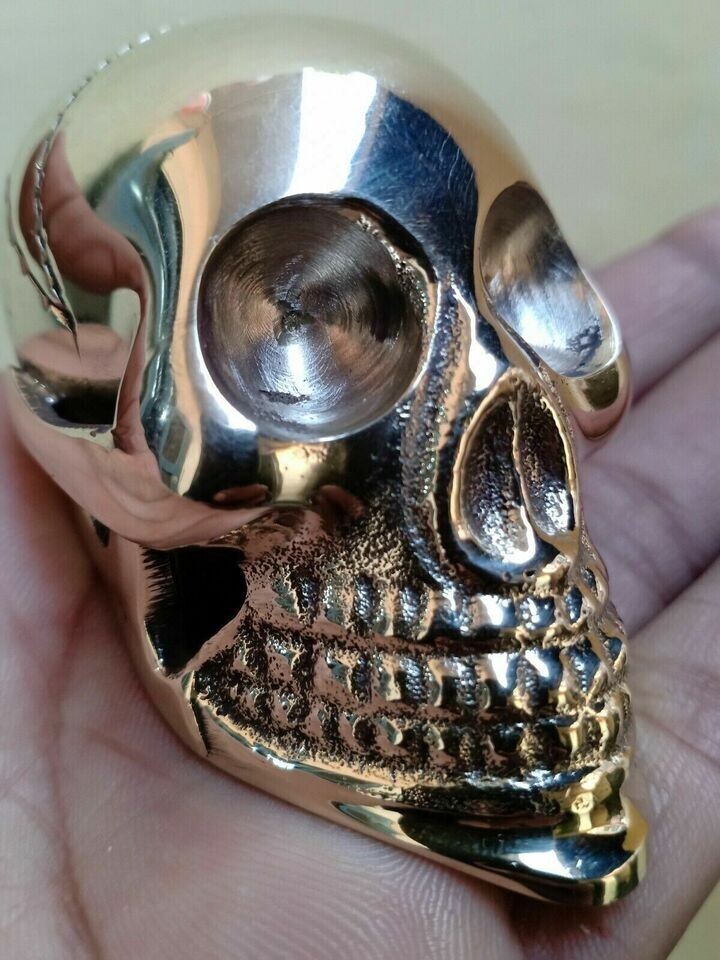 Solid brass skull handle for walking stick vintag… - image 4