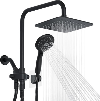 8'' High Pressure Rainfall Shower Head with 6 Function Handheld Shower Spray, Du