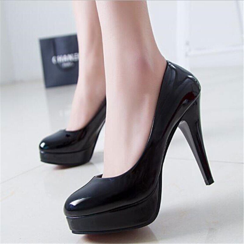 Fashion Women Pumps Patent Leather High Heels Platform Stilettos Party