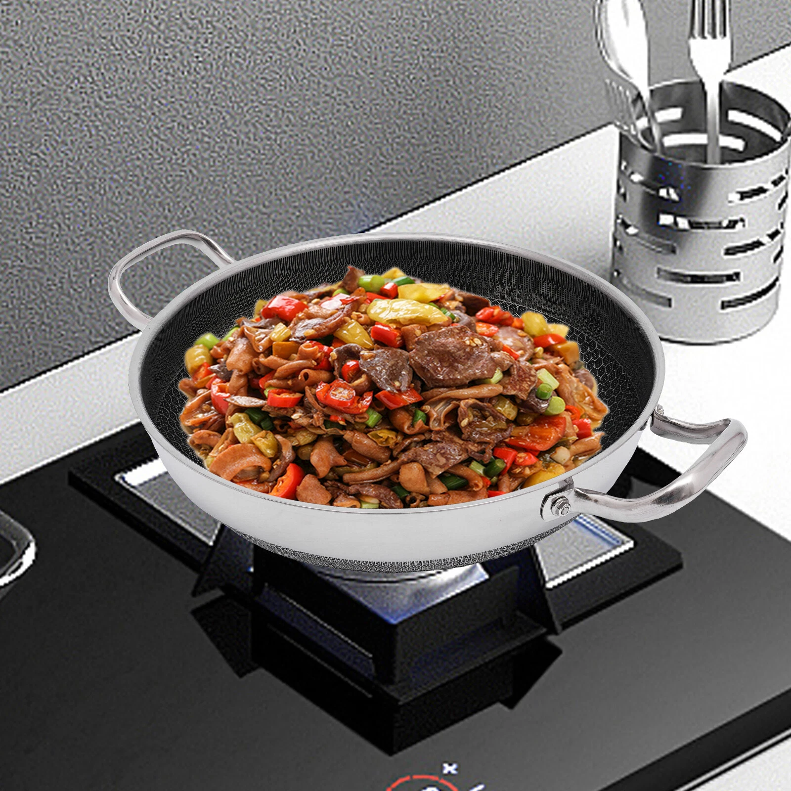 Stainless Steel Pan With Cooking Lid Non Stick Frying Pan Stainless Steel