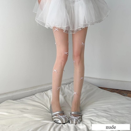 Sexy Ladies Crystal Bow Tights Women Rhinestone Bowknot Stockings Cute Pantyhose - Picture 21 of 28