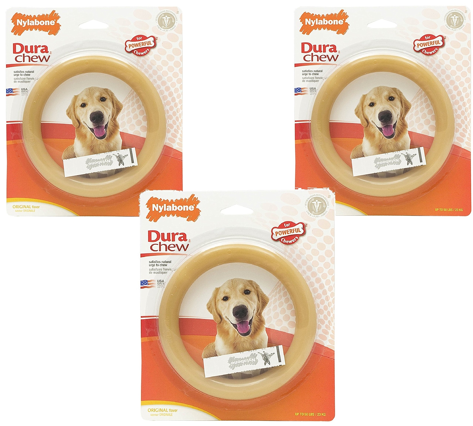 (3 Pack) Giant Original Flavored Ring Bone Dog Chew Toy