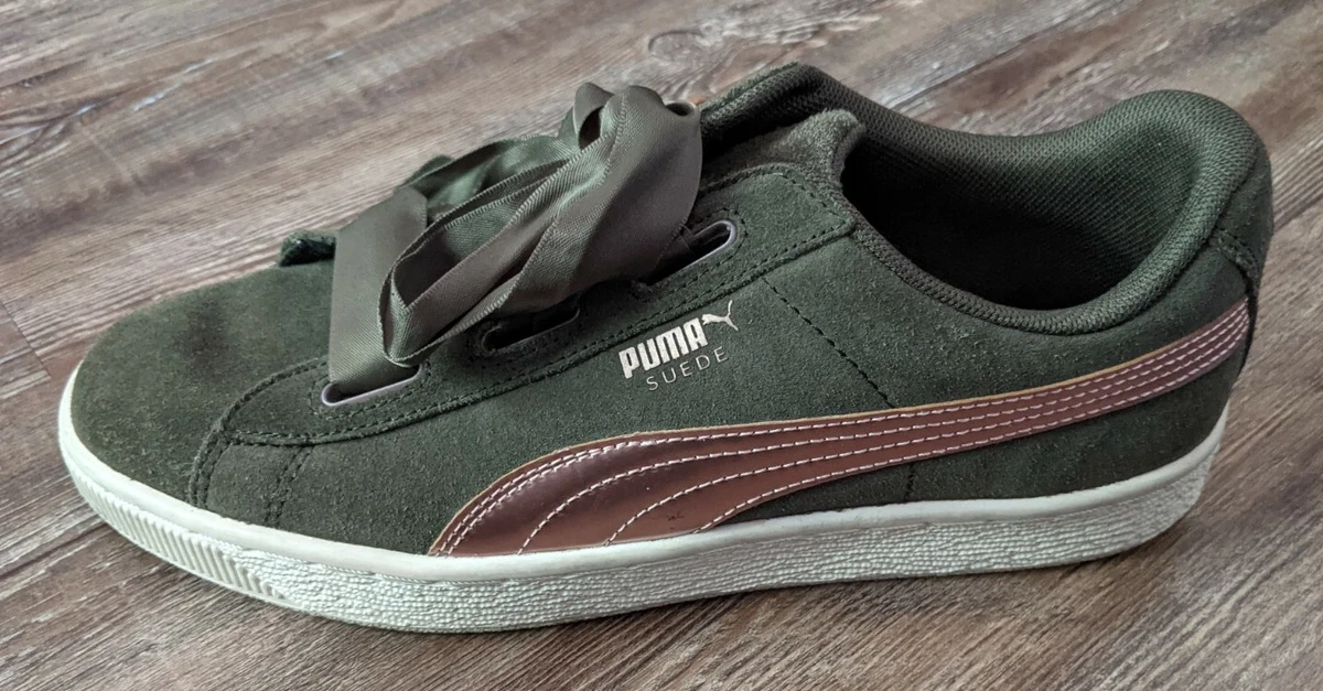 puma olive green suede sneakers