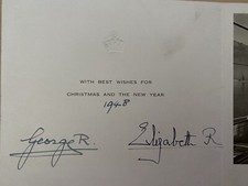 King George VI and Queen Elizabeth signed 1948 Royal greetings card - RARE!