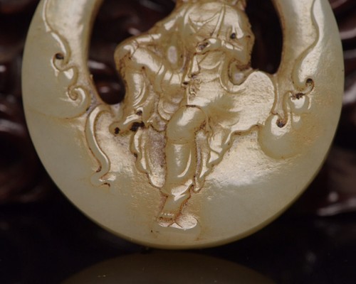 Certified Natural Hetian Jade Handcarved Exquisite Guanyin Statue Pendant 4294 - Picture 5 of 9