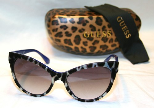Auténtico GUESS Mujer Cat Eye Gafas de Sol Azul Arms Marfil Negro eBay