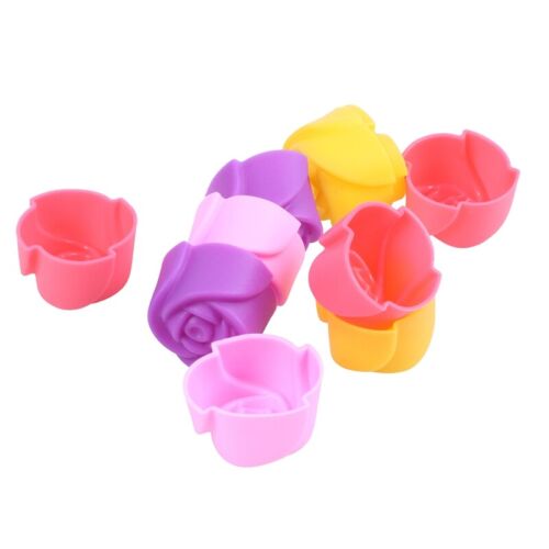 10x Silicone Rose Muffin Cookie Cup Cake Baking Mold Chocolate Jelly Maker8214 - Afbeelding 1 van 8