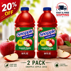 (2 pack) Snapple Apple Juice Drink, 64 fl oz, Bottle
