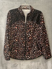 Chico  s Zenergy Jacket Women  s Size 1 M Animal Print Zip Front Black Mesh Trim